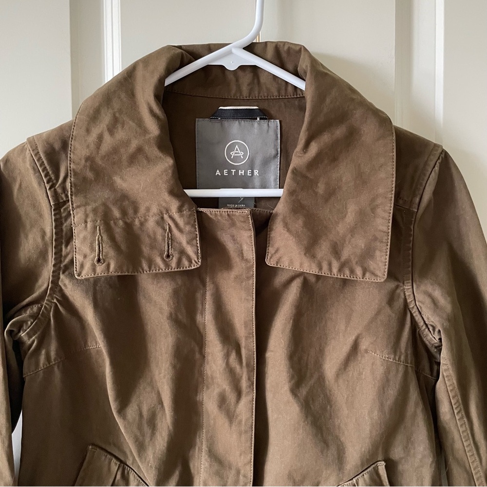 Aether Outlook Olive Green Button Front Cotton Fi… - image 6